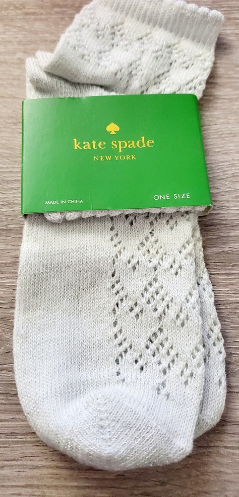 Kate Spade Silver Sparkle Ankle Knit Socks NWT